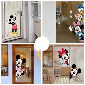 Cartoon Mickey Mouse Wall Stickers Kitchen Glass Shop Door Bathroom Waterproof PVC Decorative Mural Stickers Anti-Collision