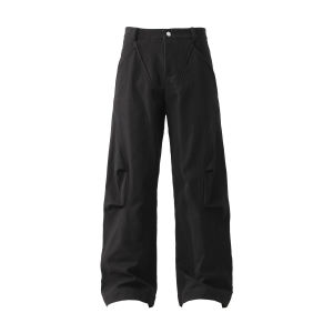 American Retro Cleanfit Pleated Arc Straight Leg Jeans Loose Wide Leg Casual Floor Length Pants for Men And Women