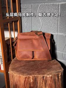 Mantime | Retro Handmade Crazy Horse Leather Crossbody Bag