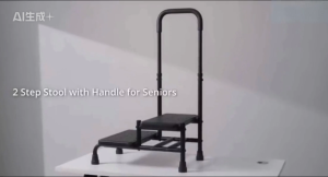 Step Stool Adjustable Handle For Elderly Non-Slip 2 Steps Ladder For High Beds  Kitchen Home