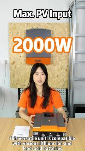 PowMr 1.6KW Hybrid Solar Inverter 230Vac PV Start Voltage 30Voc Built In 80A MPPT Solar Charge Controller 50/60Hz Auto Pure Sine Wave Inverter