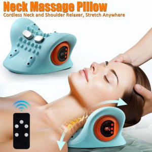 Electric Neck Cervical Massager Head Pillow Neck Traction Vibration Kneading Massage Pillow Ergonomic Neck Support Stretcher