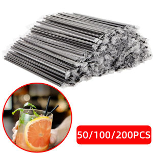 50/100/200PCS Black Disposable Straw Straight Drinking Cup Straw Coffee Beverage Cup Straw Disposable Straws Packaged Separately