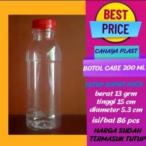 [Per 50 Pcs] Botol cabe 200Ml-Botol Plastik 200Ml-Botol Minuman 200Ml-Free Kardus