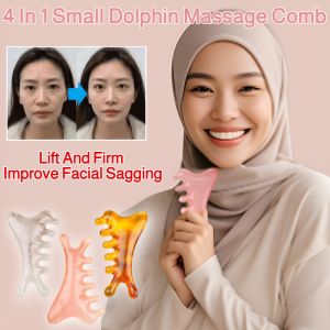 Complete Set Of Tools Pink 4 In 1 Small Dolphin Massage Comb Relaxation Massage Comb Dredging Meridian Head Massage & Gua Sha Tool