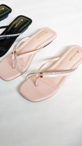 YUTLEN Sandal Wanita Heels Hak 2 Cm Model Jepit Variasi Mutiara