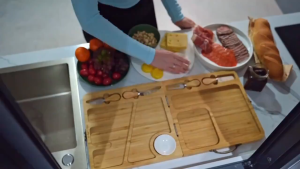 Bamboo Cheese Board and Knife Set Large Charcuterie Boards Set - Foldable Travel Cheese Plate