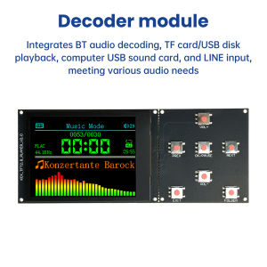 DIY MP3 Playback Module Lossless WAV Audio Decoder 2.8 TFT Screen 2-Channel I2S Output MP3/WAV/WMA/FLAC/APE BT Audio Decoder