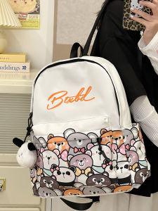 กระเป๋าสะพายไหล่คู่การ์ตูนน่ารักสําหรับผู้หญิงกระเป๋าเป้สะพายหลังน้ําหนักเบาความจุขนาดใหญ่เหมาะสําหรับโรงเรียนมัธยมและการใช้งานแบบสบาย ๆ