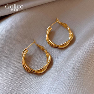 Minimalist Metal Twisted Cold Style Earrings Womens High-End Unique Personality Small Hoop Earrings Fashion Jewelry