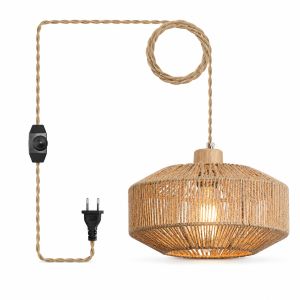 Đèn Treo JOYINLED Coastal Woven E27 Với Dây Thừng Gai Thủ Công Công Tắc Điều Chỉnh Độ Sáng Đèn Treo Tự Nhiên Cho Phòng Ngủ