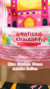 Sajadah Anak Rumbai Karakter Sejadah Busa Free Custom Nama Kado Anak (ORAEATLABORA)-4