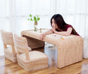 Creative Rattan Solid Wood Japanese Style Tea Table
