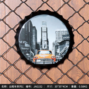 Retro Beer Series Cap Wall Art Decorations Living Room Bar Restaurant Iron Sheet Painting Hanging Ornament Circular Shape Home Decor