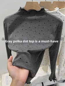 Dotted High Collar Warm Drap Top