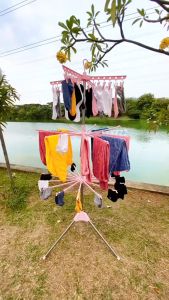TERBARU Jemuran Baju 3 Tingkat Murah - Rak Jemuran Pakaian Kaos Kaki Handuk Gantungan Menara Lipat Stand Hanger Lipat Rak Jemuran Jepit