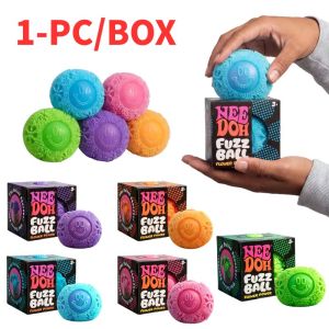 Schylling Flower Power Fuzz Ball Smiley Face Soft Squeeze Toy Non Sticky Portable Stress Relief Fidget Gift