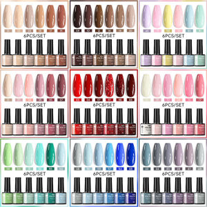 UR SUGAR 6Pcs/Set 7ML Gel DIY Nail Polish Autumn Semi Permanent Soak Off UV LED Gel Varnish Nail Art Design Manicure Kit