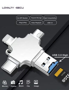 4 In 1 OTG TF Card Reader Adapter Type-C Lighting Micro USB USB3.0 All In 1