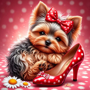 Oil Painting By Numbers Kit Puppy Red High Heels Number Drawing Canvas DIY Pictures By Numbers Home Decor