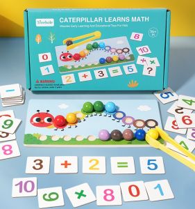 Colorful Caterpillar Counting Beads Toy Early Education Interactive Intelligence Enhancement Childrens Plaything Wooden Material