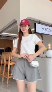 (IS) กางเกงขาสั้นแต่งลูกไม้ เนื้อผ้าสโนว์ ✨