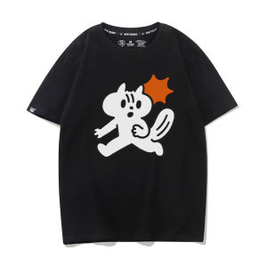 Áo Thun Tay Ngắn Màu Đen Cho Nữ Mùa Hè Phong Cách Hàn Quốc Đa Năng in Họa Tiết Hoạt Hình Cổ Tròn Tay Thường