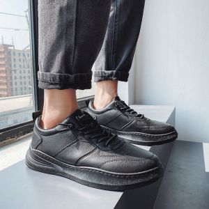 Autumn Spring Breathable Youth Soft Bottom Sports Casual Shoes Leather Surface Versatile Slip-On Men Work Shoes 45 46 Size