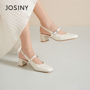 Josiny | French Style Summer New Closed Toe Thick Heel High Heels