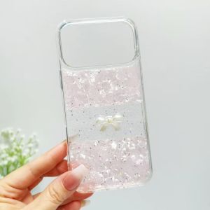 Korean New Seashell Paper Lace Bowknot Phone Case For iPhone 17 Air 16 15 14 Plus 13 12 Mini Pro Max Glitter Sequins Clear Cover