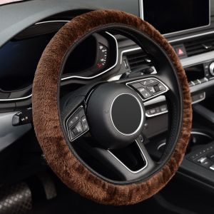 Fluffy Steering Wheel Cover Short Plush Auto Accessories for Men and Women with Inner Ring Universal 15 Inch
