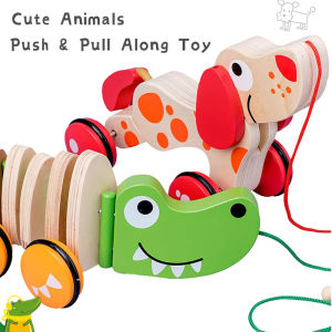 Wooden Animals Push and Pull Toddler Toy Pull Along Walking Toys Developmental Montessori Pull Elephant Toy for Baby Improves Balance Strength Confidence for Infants Develop Cognitive Skills Baby Toddlers 18 Month Toy