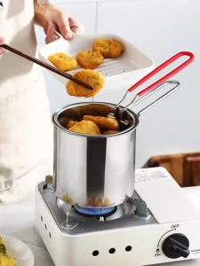 Stainless Steel 5PC Fryer Pan Multi-functional Deep fryer With Strainer Oil-saving Cooking Pot