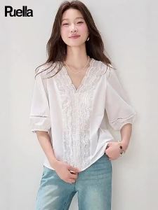 puella | Áo Sơ Mi Cổ Viền Ren Pháp Tay Bồng