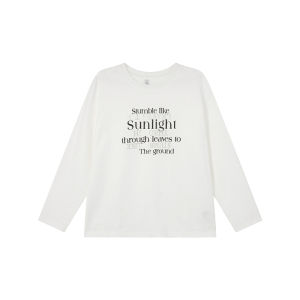 NIHAOKANONG | Áo Thun Tay Dài Cổ Tròn In Chữ Loose White