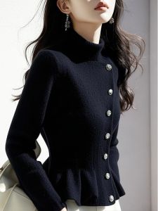 GOUWU | Áo Sweater Đen Thiết Kế Thời Trang Mùa Đông