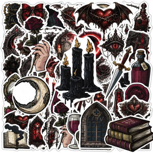 Bộ Nhãn Dán Kinh Dị Gothic - 10/30/50 Miếng Dán Phong Cách Punk Đen Tối Chống Nước Graffiti Cá Tính Cho Laptop Ốp Điện Thoại Ván Trượt - Trang Trí Phong Cách Gothic