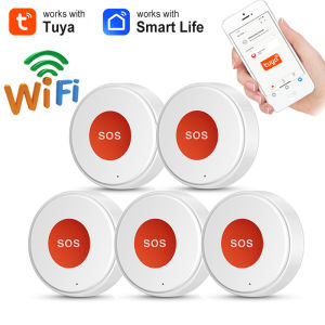 Tuya WiFi SOS Button One Key Emergency Wireless Security Alarm Panic Device for Elderly Kids Home Safety Smart Life APP Remote