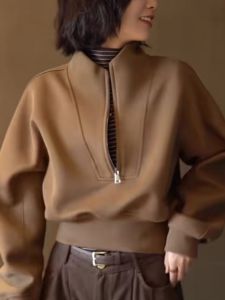 Browan Long Sleeve Sweatshirt Loose Womens Fashionable Autumn Vintage Elegant Atmosphere Top Korean Style Comfortable Fit