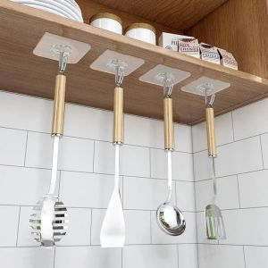 Waterproof Self Adhesive No Drill Hooks Strong Sticky Hanging Holder For Kitchen Bathroom Towel Coat Hat Door Household Storage