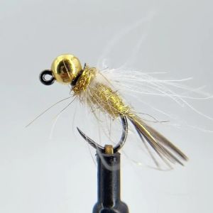 Bimoo 6pcs #12 Tungsten Bead Head CDC Hackle Jig Nymph Fly Pheasant Tail Fast Sinking Wet Euro Nymph Fly Trout Fishing Lures