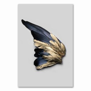 BILIBILI | American Modern Living Room Decoration Gold Feather Abstract Angel Wings Canvas Painting Wall Picture Sofa Background