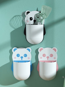 ตู้เสื้อผ้าแบบติดผนังสำหรับห้องน้ำ ชั้นวางของพลาสติก ไม่ต้องเจาะ กระต่ายแพนด้า ที่วางยาสีฟัน ที่วางแปรงสีฟัน สำหรับห้องน้ำ