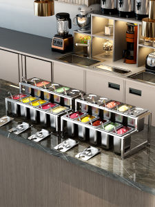 Stainless Steel Portion Basin Shelf Milk Tea Material Jam Bowls Dedicated for Milk Tea Shops Small Material Box Rack Commercial Ingredients Box
