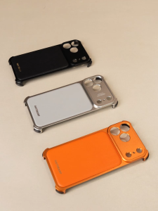 OATSBASF Metal Shockproof Mobile Phone Case Leather Back Panel Smooth Texture for IPhone 17Pro Max/17 Pro/16Pro Max