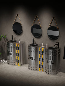 Retro Bar Small Integrated Washing Hand Double Basin Cabinet Hot Pot Restaurant Commercial Industrial Style round Personal Wash Basin