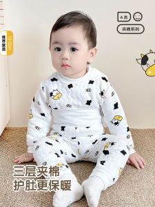 Baby Thermal Underwear Suit Baby Separates Autumn High Waist Quilted Kids Clothes Baby Girls Autumn Clothes Long Pants Thickened