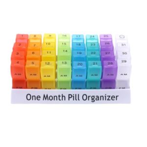 Monthly Pill Organizer Large Pill Box Cases 30 Days 2 Times One Day Dispen Storage Container for Vitamins Medicine Fish Oils