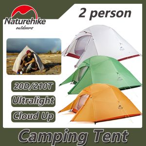 Naturehike Cloud Up 2 People Tent Ultralight 20D 210T Nylon Camping Tent Waterproof Outdoor Hiking Travel Tent Backpacking Cycling Tent Mat NH17T001-T