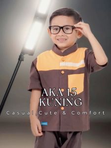 BAJU KAOS BAYI LAKI-LAKI DAILY OUTFIT CASUAL LITTLE BOY UMUR 1 TAHUN ALNITA AKA 15 KUNING